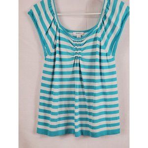 Dressbarn Blue White Striped Knitted Blouse Size L